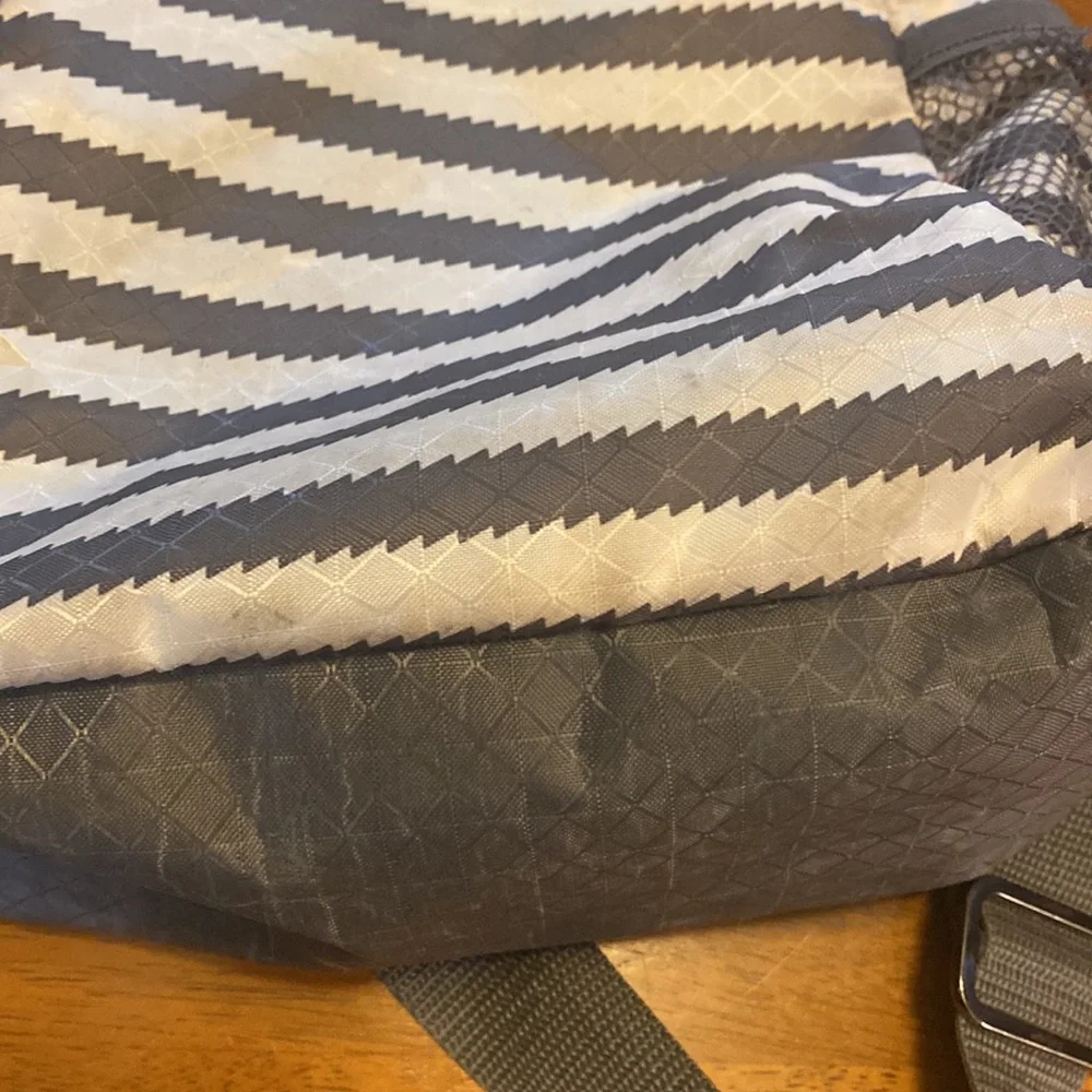 Thirty One Gray White Pink One Strap Crossbody Backpack GUC